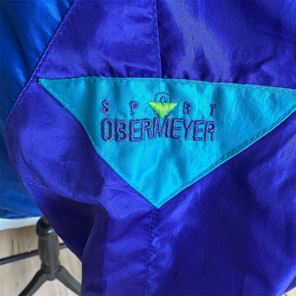Vintage Obermeyer Women's Blue and Purple Windbreaker Jacket Size 8 80s Sports - Picture 5 of 11